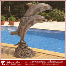 Garden Decoration Bronze Dolphins Water Fountain